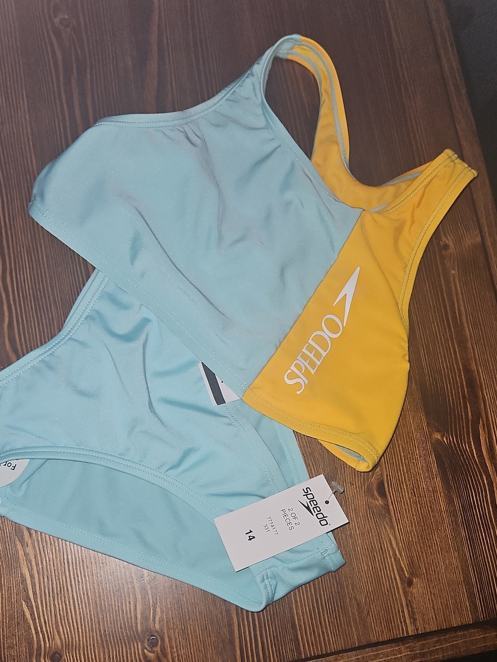 Speedo Light Blue and Yellow Girls’s Two-Piece Bikini Set